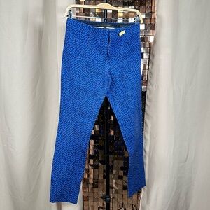 Banana Republic Cobalt Blue with Black Chevron Repeated Pattern Pants Size 0